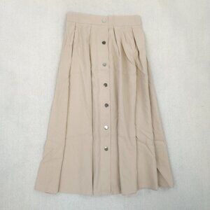 Beige pleated midi skirt